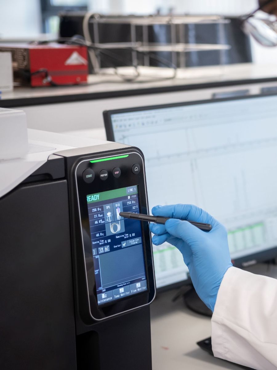 UKRI Interdisciplinary Centre for Circular Chemical Economy team member using a touch screen device